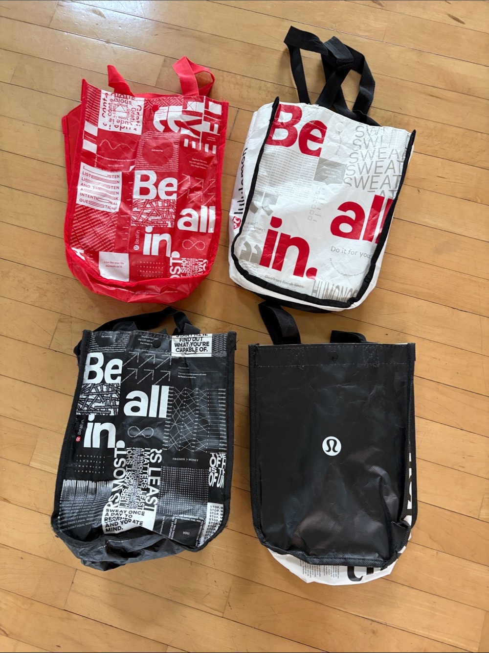 Lululemon White, Black & Red 'Reusable Tote Bag